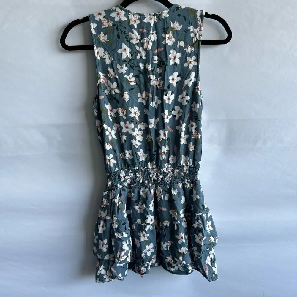 Mustard Seed Blue Floral Tunic Top